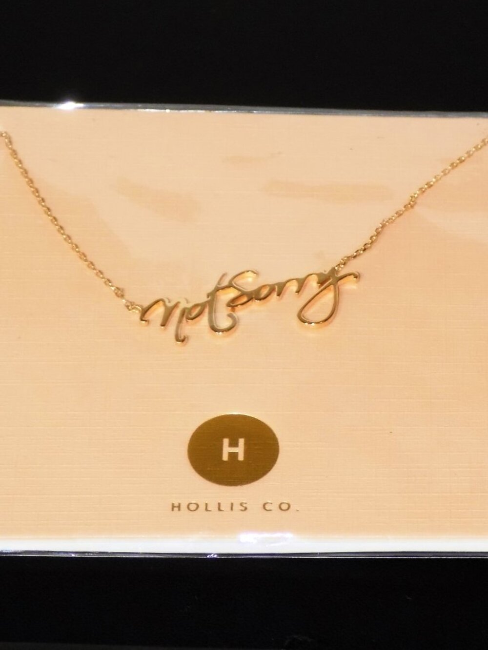New/Sealed Rachel Hollis Co "Not Sorry" Goldtone Pendant Necklace
